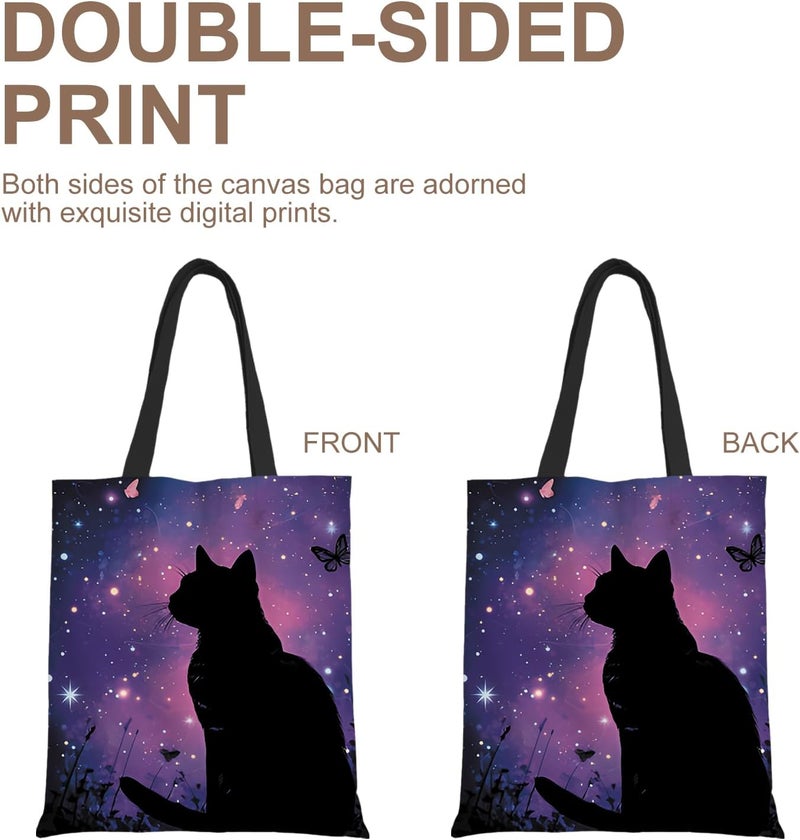 ANNA QUEEN Cat Tote Bag Shoulder Bag Handle Bag for Gym Yoga Picnic Beach Kitchen Reusable - Image 2